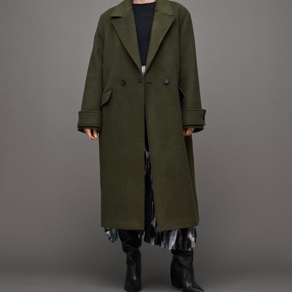 NWT All Saints MABEL DOUBLE BREASTED LONGLINE COAT - Picture 4 of 7